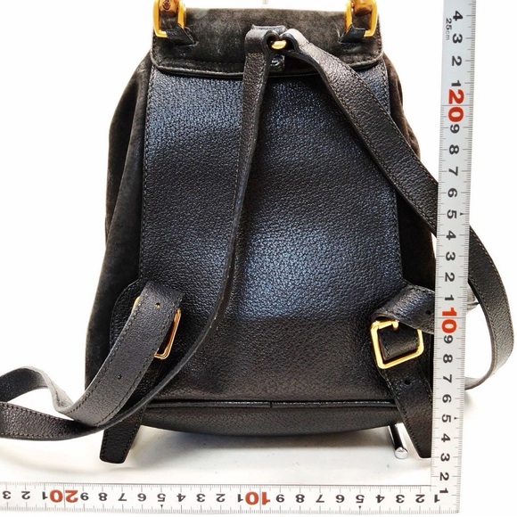 Vintage Gucci Mini Suede Bamboo Backpack Authenicated - Picture 2 of 9